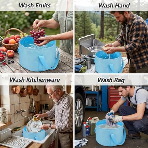 Balde Plegable para Remojar Pies 14 L Portátil Azul miniatura 6