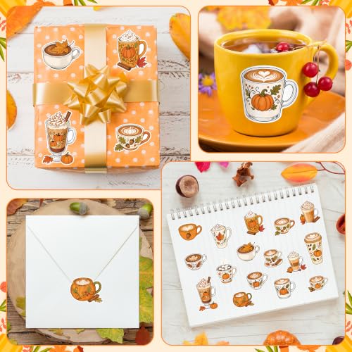 Image of Autumn Latte Coffee Self Adhesive Sticker for Laptop DIY Gift | Waterproof, Self Adhesive Vinyl Decal, Bright Color Clear Printing, Easy Peel