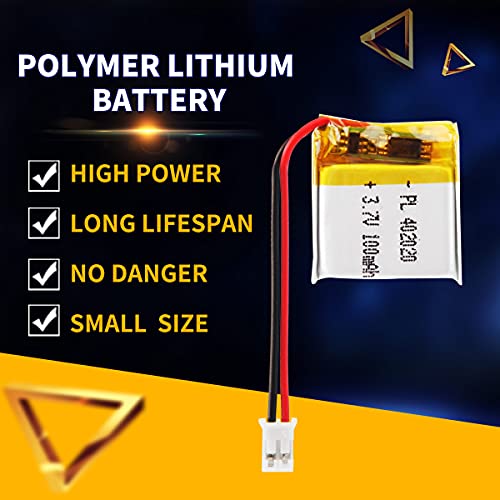 3.7V 100Mah 402020 Lipo Battery Rechargeable Lithium Polymer Ion Battery Pack With Ph2.0Mm Jst Connector #TOP3