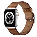 Produktbild Arktis Lederarmband kompatibel mit Apple Watch (Apple Watch Ultra 49 mm) (Series 7 8 45 mm) (Series SE 6 5 4 44 mm) (Series 3 2 1 42 mm) Edelstahlschließe [Echtleder] - Vintage Braun-Silber