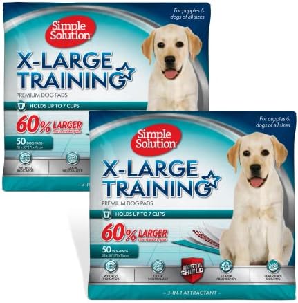 Simple Solution Training Puppy Pads | Extra Large, 6 Layer Dog Pee Pads, Absorbs Up to 7 Cups of Liquid | 28x30 Inches, 100 Count