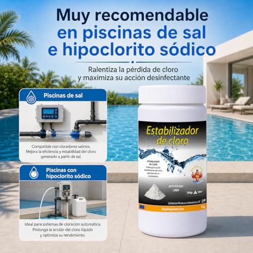 Miniatura 5 de Estabilizador De Cloro 1 Kg - Retrasa Destrucción Del Cloro, Compatible Con Todo Tipo Piscinas - Diasa Industrial