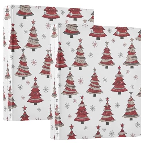 Carpeta impresa de 3 anillos de 1.5 pulgadas, carpetas de anillos en D con bolsillos, carpetas decorativas para la escuela, la universidad u oficina, árboles de Navidad, color blanco (tamaño único 2)
