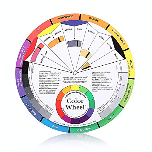 Akshar Art N Craft Professional 12 Color Paper Card Three-Tier Design Color Mixing Wheel Guidance Round Central Circle Rotates Tattoo Nail Pigment (Small)