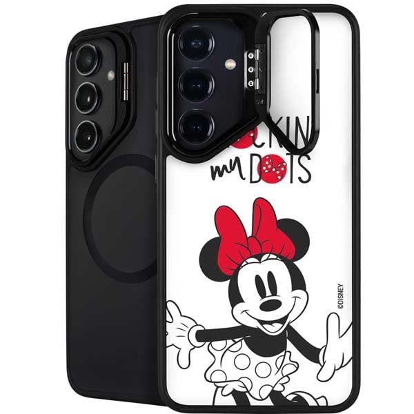Skinit Kickstand Phone Case Compatible with Galaxy S24 - Officially Licensed Disney Minnie Mouse Rockin My Dots Design