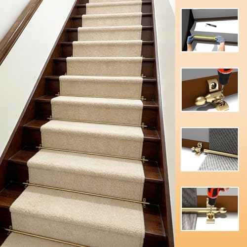 5 Pack Non-Slip Stair Carpet Rods for Runners, 40in Safe Hardware Set for Treads, Ideal for Villa, Hotel, Museum - Durable & Stylish Solution
