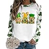 Women Fashion St Pa Day T Shirts Crewneck Green Sweatshirt Raglan Sleeve Shirt Pullover Tops Loose Fashion Dressy Tops (White, M) #1