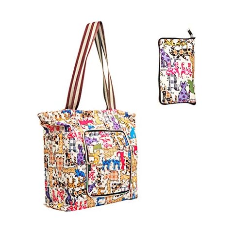 Reusable Shopping Bags with Zipper Attached Pouch and Long Handles Cover