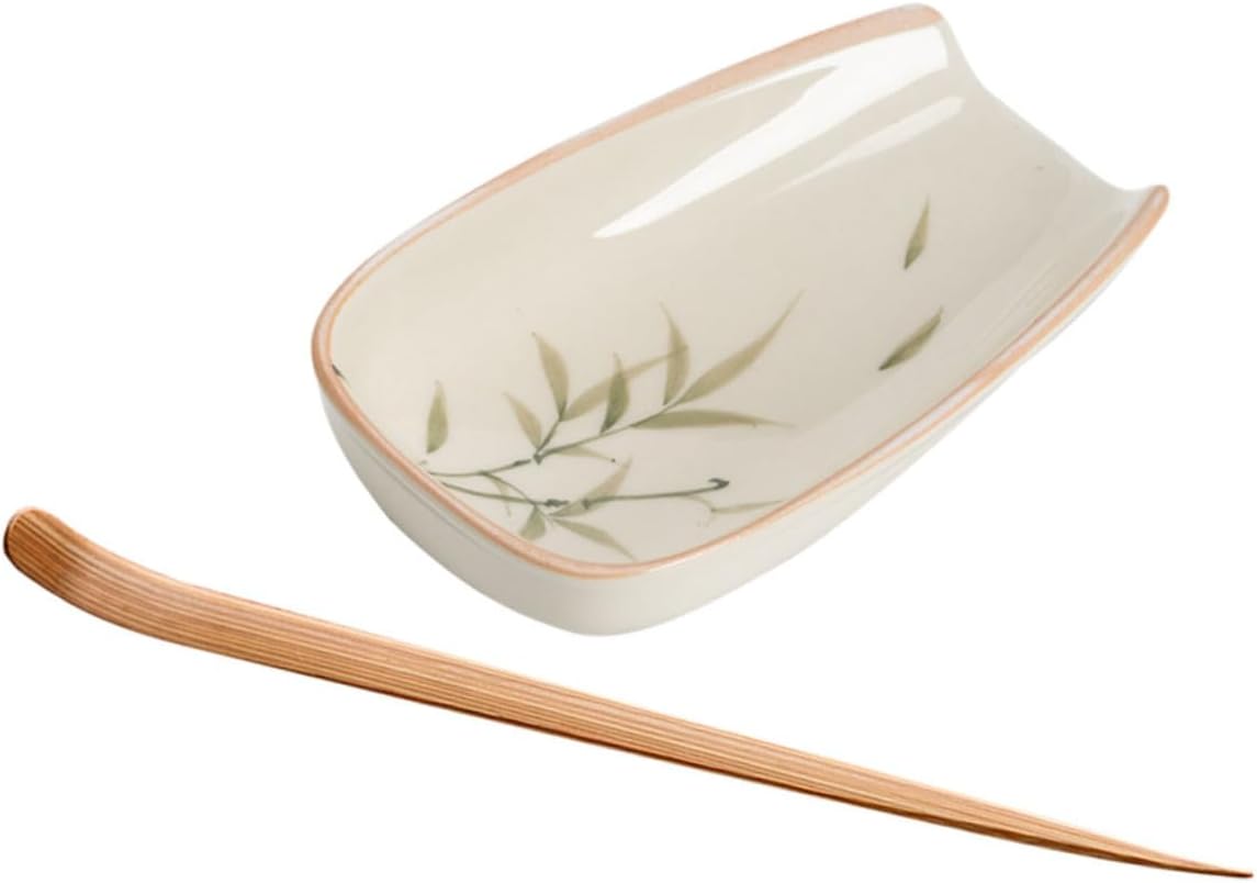 Organic Loose Leaf Tea Scoop and Saucer Set Nonstick Tea Scoop Holder Portable Accessories for Home Travel