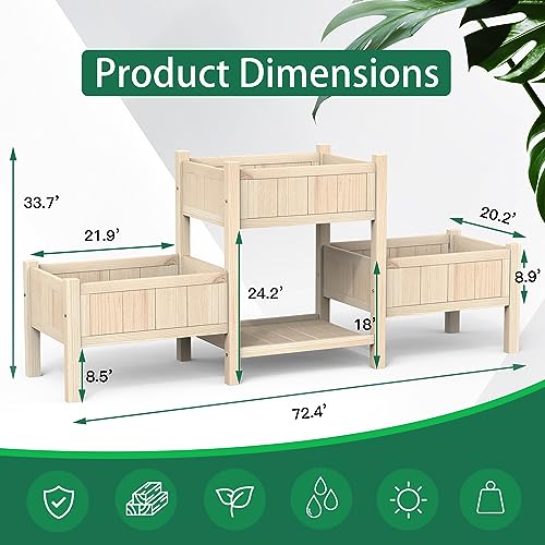 Ujujia Wooden Garden Bed, Raised Bed With Legs, 3 Tier Elevated Wood Planter Box Outdoor For Vegetables Flowers Fruits Herb Garden Box For Backyard/Patio/Gardener #TOP4