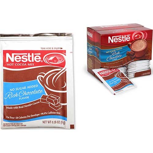 Nestle No Sugar Added Rich Chocolate Flavor Hot Cocoa Mix, 0.28 Ounce -- 180 per case.