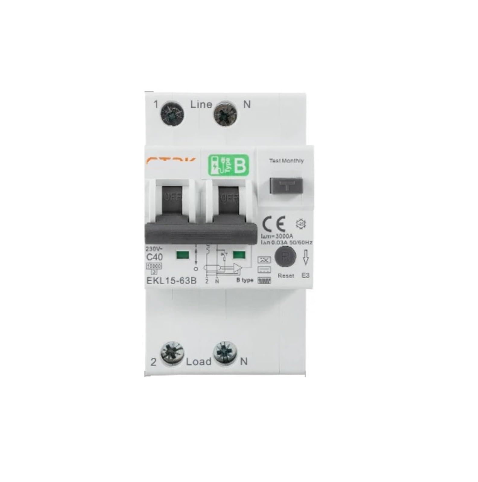 VSPPJYFG 30mA Low Voltage B Type 40A overcurrent and Leakage Protection 1000kA 2p4p Residual Current Circuit Breaker EKL15(1)