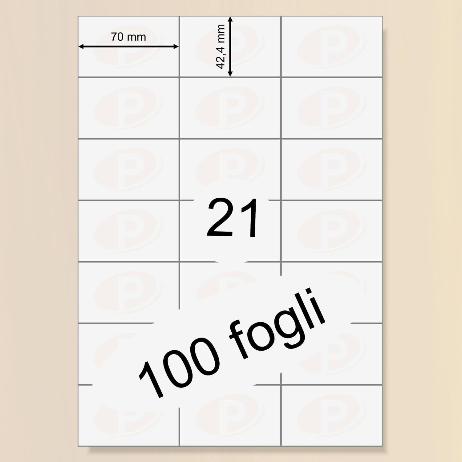 Printation Etichette 70 x 42,4 mm - 10500 Etichette bianche stampabili 70x42,4 / Etichette per indirizzi su 500 fogli a4 adesivi per stampante 3x7-24 Etichette per Foglio, Bianco - 1779 12062 2521