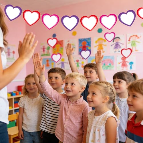 Image of Vuzvuv 48Pcs 6In Blank Heart Paper Cutouts with 100Pcs Glue Points for Wall Bulletin Board Decorations, Heart Cut Out for Classroom, DIY Crafts & Party Banners