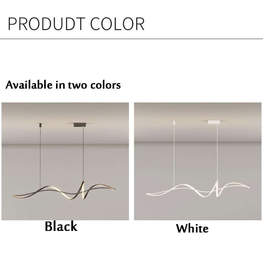 Lampada a Sospensione LED Dimmerabile Plafoniera Spirale Alluminio Lampadario Moderna Nero per Isola Cucina, Sala da Pranzo, Soggiorno (L160CM, Bianco)