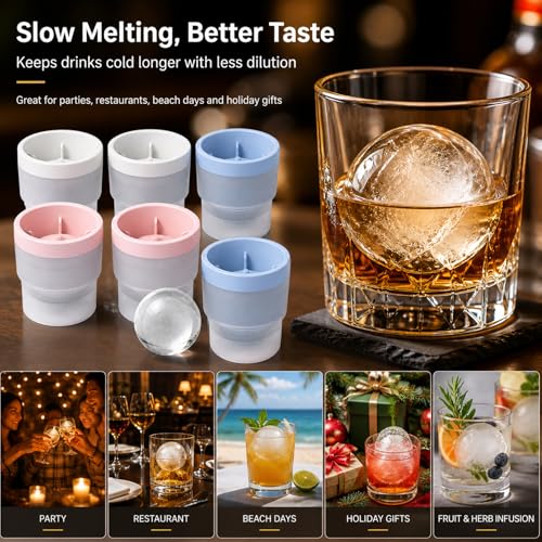 Molde de 6 esferas de hielo de silicona con tapas miniatura 5