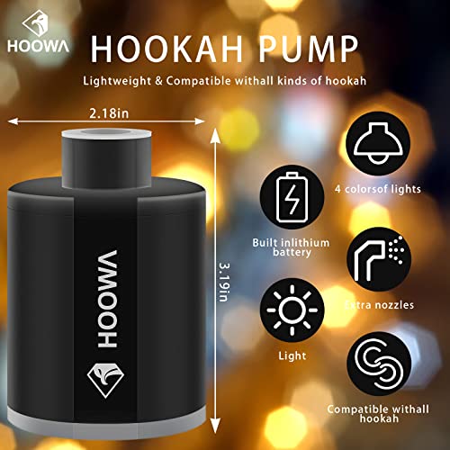 Hookah Pump Electric Hookah Starter With 1300 Mah Rechargeable Battery Led Light Portable Charcoal Stater Burner Helper Shisha Hookah Accessories (Black) #TOP4