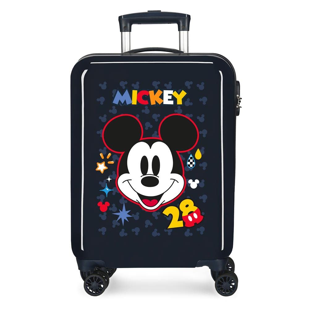 Disney Mickey Get Moving Maleta de Cabina Azul 38x55x20 cms Rígida ABS Cierre de combinación Lateral 34L 2 kgs 4 Ruedas Dobles Equipaje de Mano