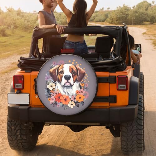Image of Dujiea Bulldog Face Spare Tire Cover, Universal Wheel Tire Cover Waterproof Dust-Proof Tire Protectors for Trailer Rv SUV Truck Camper and Many Vehicle 14 15 16 17 Inch