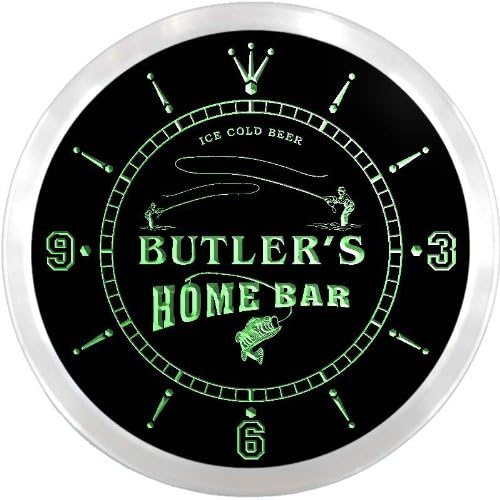ADVPRO ncx1091-tm Butler's Home Bar Fishing Hole Custom Name Neon Sign Clock