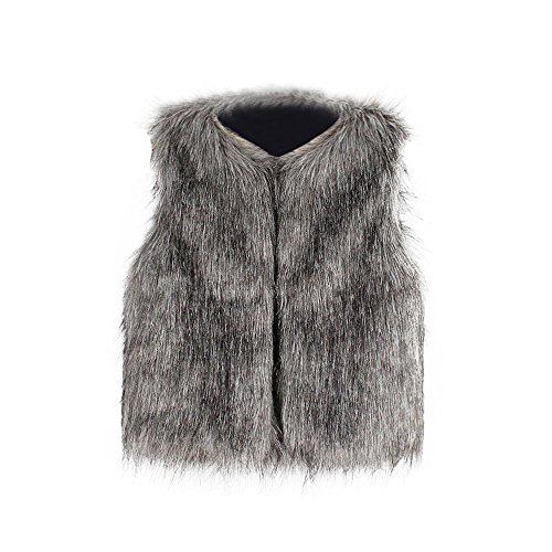 Kid Baby Girl Faux Fur Waistcoat Thick Coat Warm Fall Winter Plush Vest Pocket Outerwear Tops 3-8T