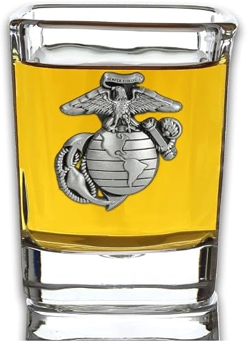 Indiana Metal Craft US Marine Corps Solid Pewter EGA Emblem Shot Glass. Made in USA.