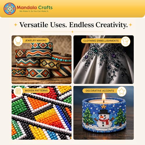 Image of Mandala Crafts 11 /0 Glass Seed Beads for Beadwork - 15000 Pcs 2mm Matte Round Small Rocaille Beads for Jewelry Making, Necklace Bracelet Earring Craft Supplies