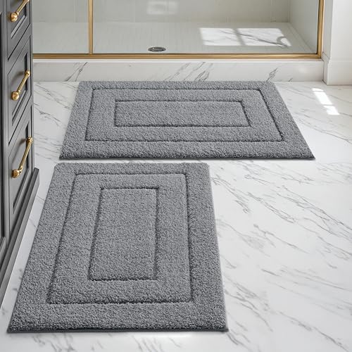 DEXI Badezimmerteppich Set 40 x 60 cm, 2er Pack rutschfeste weicher...