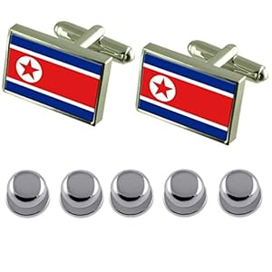Select Gifts Shirt jurk studs Noord-Korea vlag manchetknopen