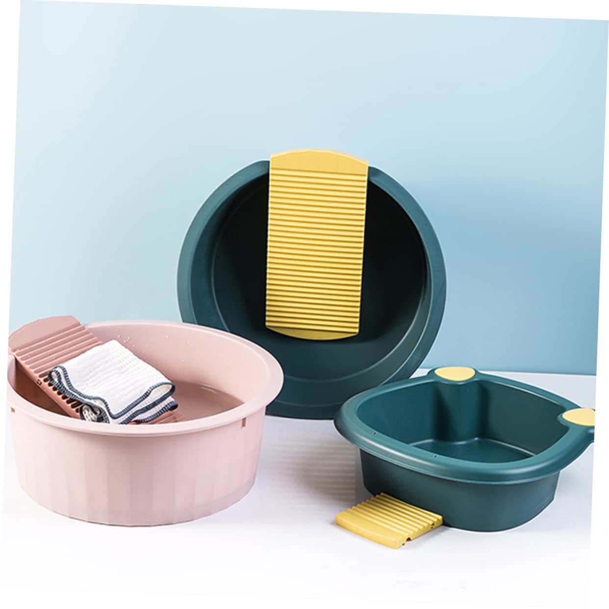 Healvian 1juego Bañera Para Ropa Tablero De Lavado Resistente Altas Temperaturas y Prueba De Fugas Para Dormitorios y Lavados Mano Profundo Mostaza