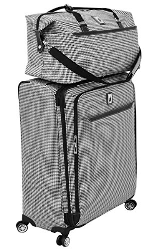 LONDON FOG Cambridge II 20-Inch Duffel Bag, Black White Houndstooth