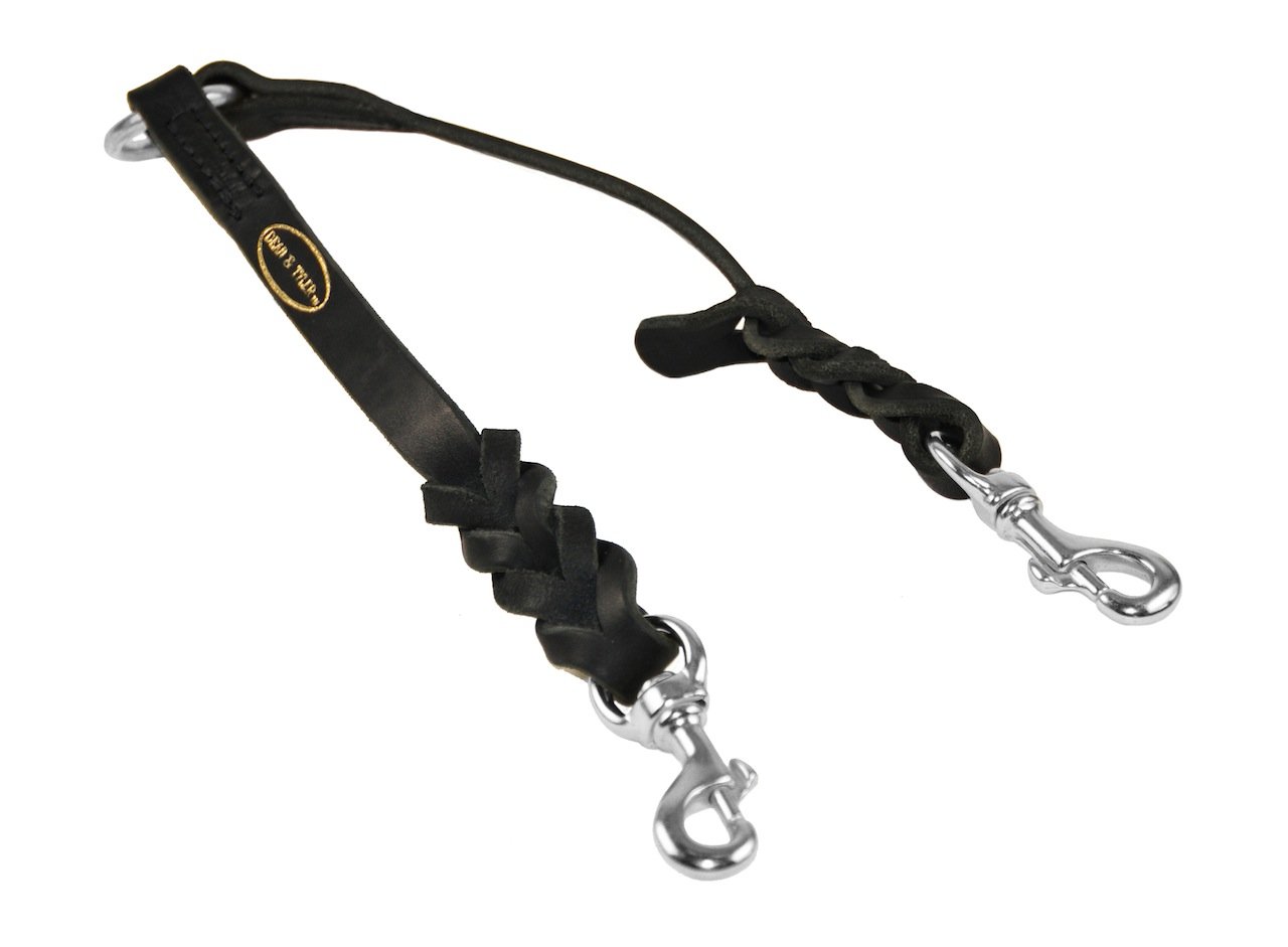 Laisse Double Dutch en cuir noir idéale pour balade urbaine