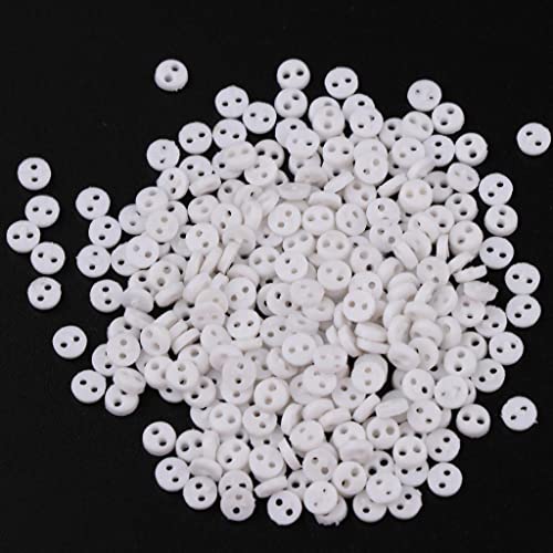 50Pcs White Mini Round Tiny Buttons Sewing Doll Clothes Making Button,2 Holes Resin Buttons for DIY Crafts, Scrapbooking, Sewing Fasteners Sewing Notions and Supplies (3mm) - Thumbnail 5