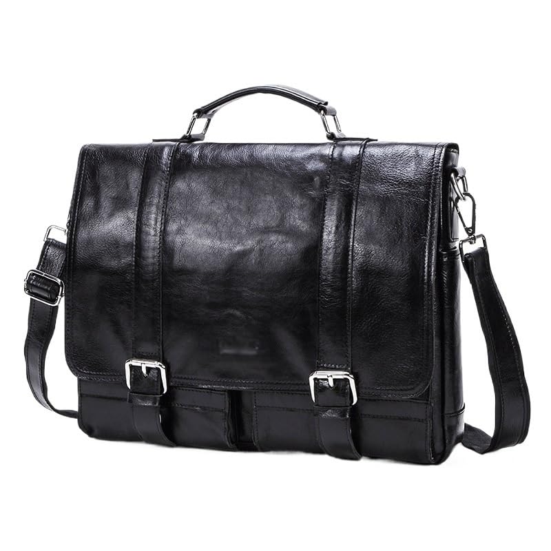 handbag Men's Leather Briefcas Cowhide States Retro Handbag Compartment Shoulder Bag