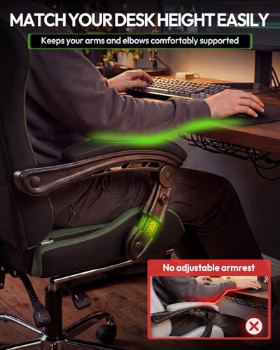 Image of Dowinx Ergonomic Gaming Chair with Footrest & Massage Lumbar, 2D-Linkage Armrests for Computer Chair 330lbs with Headrest Pillow for Office, Home, Streaming and Long Gaming Sessions, Fabric Dark Green