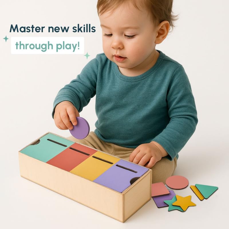 Image of Curious Cub Color & Shape Sorter Toys for Kids 1-3 Yrs|Montessori Wooden Toy for 1 Year Old|Puzzle Game for Preschool Learning|Color Sorting Toys for Kids|Montessori Toy's for 2 Year| Birthday Gift