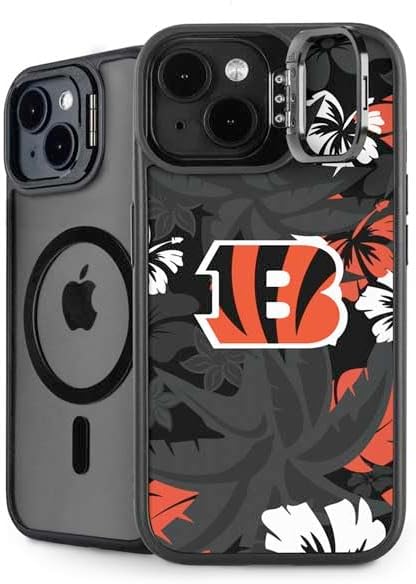 Skinit Kickstand Phone Case Compatible with iPhone 15 - Officially Licensed NFL Cincinnati Bengals Black & White Design