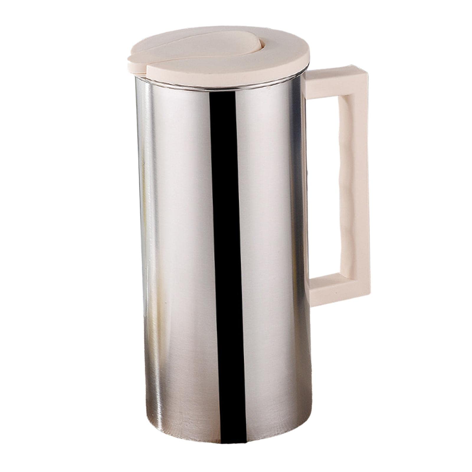 Colcolo 1.6L Stainless Steel Pitcher with Handle and Lid,Water Jug,Cold Water Kettle,Metal Milk Pitcher for Cafe Restaurant Hotel, Beige
