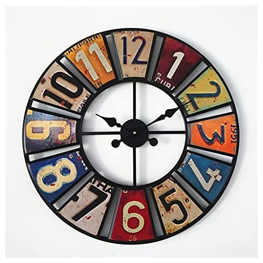 Outdoor Garden Wall Clock, 60cm Round Waterproof Retro Wall Clock Digital Creative License Plate Wall Clock, Indoor and Outdoor Silent Quartz Clock Decoration