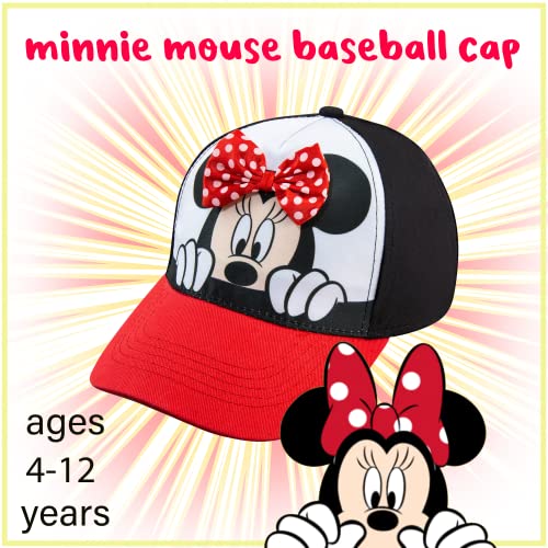 Disney Minnie Mouse Toddler Girls Pink Baseball Cap - Ages 2-4 Years - Adjustable Velcro Closure (Pink/White) (Red)2