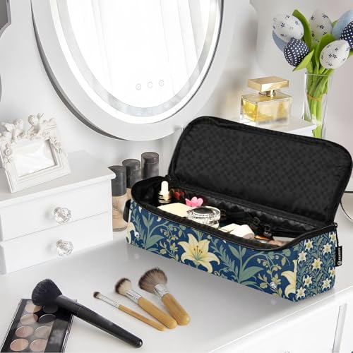Organizador 2 en 1 para herramientas de cabello con tapete resistente al calor desmontable, bolsa para planchas, rizadores y secadores, diseño floral retro Lily miniatura 7