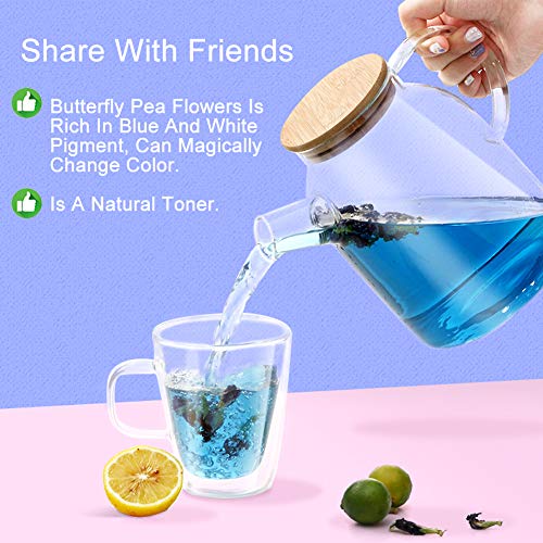 Plant Gift Dried Blue Butterfly Pea Flowers Tea, Dried Blue Pea (Clitoria Ternatea) Edible Flowers, Dragon Pea Flower, Butterflies Tea Recipes Food Coloring 40G/1.41oz - Thumbnail 4