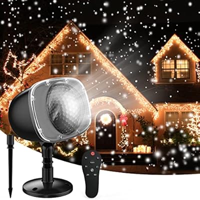 Syslux Christmas Snowfall Projector Lights, Indoor Outdoor Holiday Lights with Remote Control White Snow for Halloween Xmas Party Wedding Garden Landscape Decoration?Snow Spots?