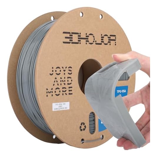3DHojor TPU Filament 1.75mm TUP95A 3D Printer Filament Flexible Soft 3D Filament 1KG (2.2lbs) fit Most FDM 3D Printers Dimensional Accuracy +/- 0.03 mm-Grey