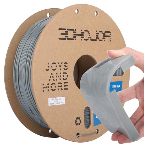 Image of 3DHojor TPU Filament 1.75mm TUP95A 3D Printer Filament Flexible Soft 3D Filament 1KG (2.2lbs) fit Most FDM 3D Printers Dimensional Accuracy + /- 0.03 mm-Grey