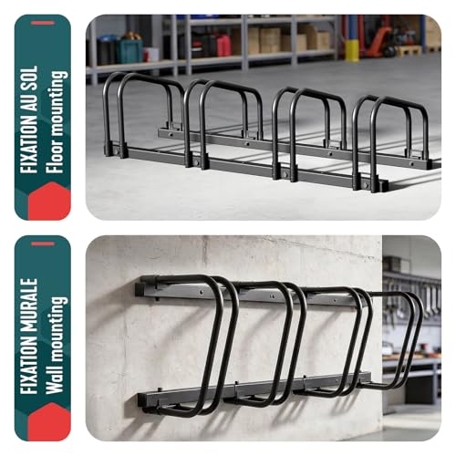 Image of VOUNOT 4 Bike Parking Stand, Parking, Bike Parking, Floor and Wall Mount, Indoor and Outdoor, Black