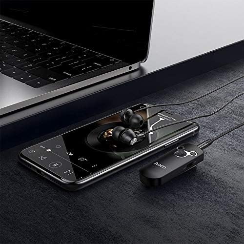 HOCO E52 receiver connected to a smartphone and laptop