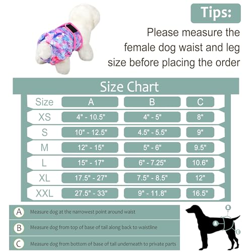 Image of Washable Reusable Female Dog Period Diapers for Heat Doggie Puppy Diapers for Female Dogs, M