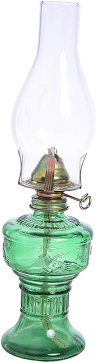 NUOBESTY Vintage Household Kerosene Oil Lamp with Glass Cover Rustic Aluminum Alloy Retro Lantern for Indoor Decorative Use in Living Bedroom Practical and Sturdy Ambient Lighting