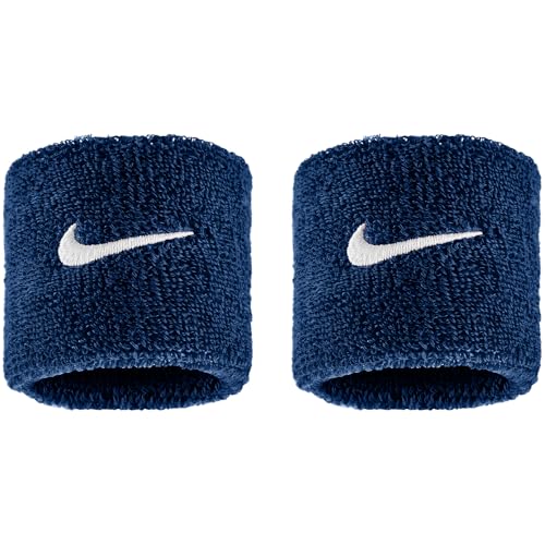 Nike Swoosh Classic Wristbands 2er Pack Schweißbänder Tennis Fitness Running Handgelenkbänder Sport College Navy/White One Size